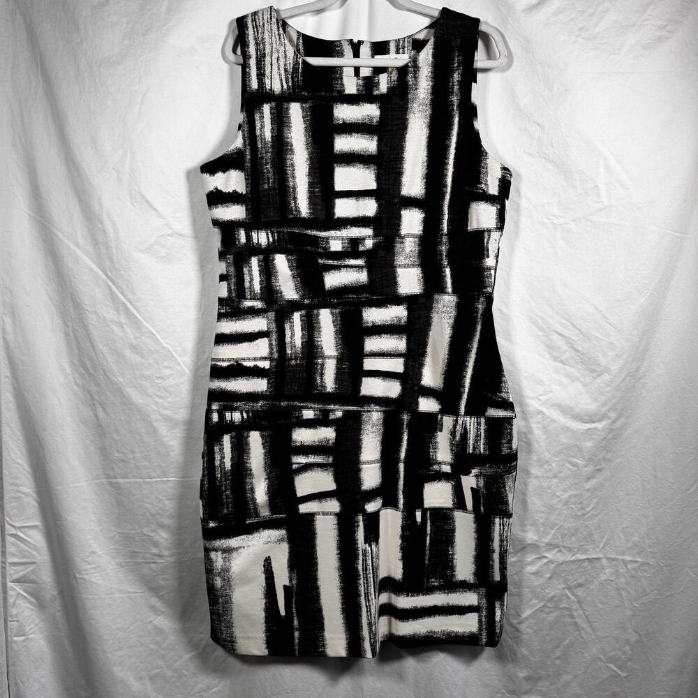 Vintage Calvin Klein Abstract Shift Dress Size 14 Abstract Modern Business